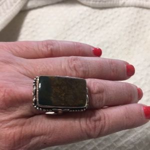 Sterling silver ring with a brown stone